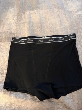 PINK Victoria's Secret Black Logo Boyshorts